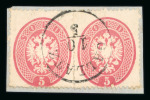 Stamp of Romania » Austrian Levant Post Offices GALATZ: Lot containing three pairs; 1863 5s pair (accompanied by an opinion of Dr. Ferchenbauer from 1996) together with pairs of 10s & 15s of the 1864 issue