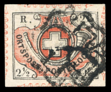 Stamp of Switzerland / Schweiz » "Waadt", "Neuenburg", "Winterthur" 1850, Winterthur, farbfrisch, allseits sehr breitrandig