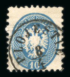 Stamp of Romania » Austrian Levant Post Offices PLOJESTIE: 5s. of the 1867 Issue cancelled in red, 10s. of the 1864 Issue cancelled in black