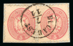 Stamp of Romania » Austrian Levant Post Offices BUCAREST, Pair of 5s. on piece, 3x10s. and 3x15s.