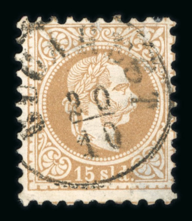 Stamp of Romania » Austrian Levant Post Offices BUCAREST: Group of four stamps of the 1867 Issue, singles of 3s., 5s., 10s. and 15s