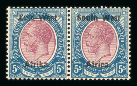 Stamp of South West Africa SWA 1923 Type I  5/- pair hinged mint