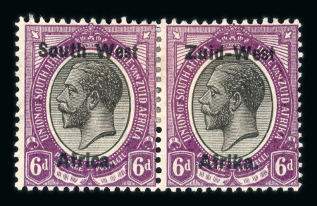 Stamp of South West Africa SWA 1923 Type I  6d pair Afrlca Afrlka varietiy hinged mint