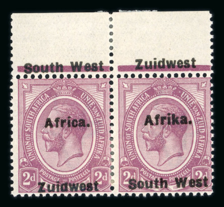 Stamp of South West Africa SWA 1924 Type VI  2d margin pair, Africa above South mh