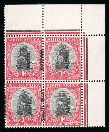 Stamp of South West Africa SWA 1926 Pictorial 1d corner block 4 Africa/Afrika only ovpt mnh
