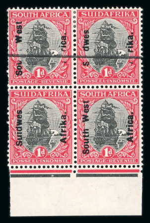 Stamp of South West Africa SWA 1926 Pictorial 1d block 4 partila ovt missing mh