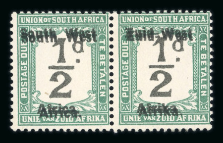 Stamp of South West Africa SWA 1923 1/2d Postage Due double ovpt mh
