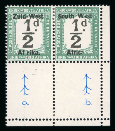 Stamp of South West Africa SWA 1923 1/2d Postage Due 'Af rika' spacing variety mh