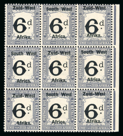 Stamp of South West Africa SWA 1923 6d Postage Due 6d block 9 misaligned ovpt mnh