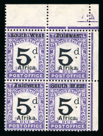 Stamp of South West Africa SWA 1923 5d Postage Due group IV 5d block 4 MNh/MH