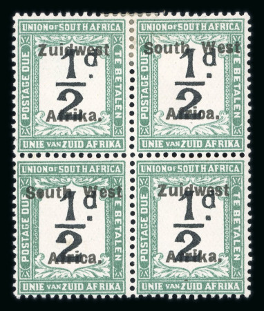 Stamp of South West Africa SWA Postage Due Group V 1/2d block 4 'Afrioa' var mh