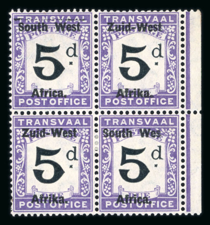 Stamp of South West Africa SWA 1923 1d 2d 5d Postage Dues 'Wes' varieties within blocks 4 mnh