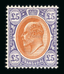Stamp of South Africa » Transvaal » 1902-03 Watermark Crown CA Transvaal 1903 KEVII £5 mnh