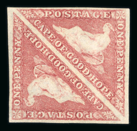 Stamp of South Africa » Cape of Good Hope 1855-63 1d rose unused pair with watermark sideways