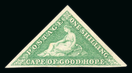 Stamp of South Africa » Cape of Good Hope Cape of Good Hope 1863-64 1s bright emerald green part o.g.