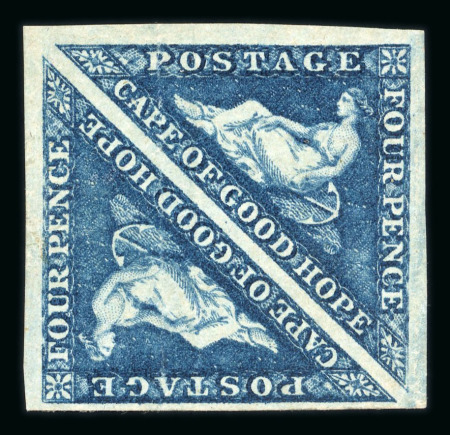 Stamp of South Africa » Cape of Good Hope Cape of Good Hope 1863-64 4d deep blue pair part o.g.