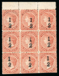 Stamp of Turks and Caicos Islands Turks Islands 1881 1/2 on 1d block 9  part o.g.