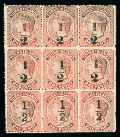 Stamp of Turks and Caicos Islands Turks Islands 1881 1/2 on 1d block 9 o.g.