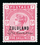 Stamp of South Africa » Zululand 1888-93 1/2d to 5s (excluding the 5d) with "Specimen" manuscript