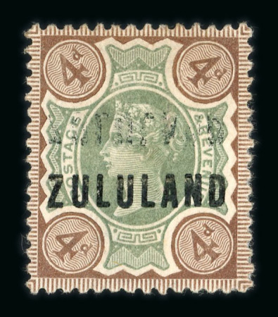 Stamp of South Africa » Zululand 1888-93 4d green & brown with overprint offset on face