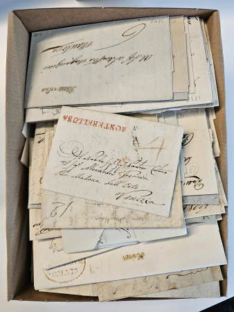 Stamp of Italy » Italy and Areas Collections and Lots 1800a, accumulation of 130 mostly early 1800s pre-stamp mail with fine legible cancels