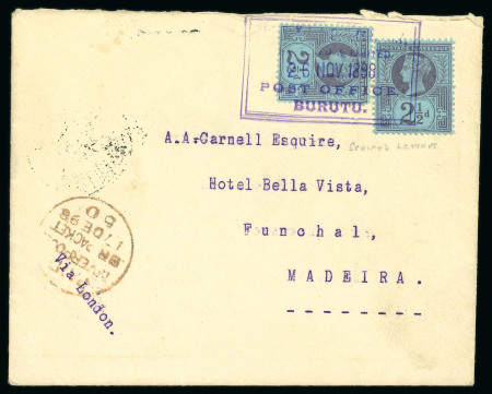Stamp of Nigerias » Niger Company Territories Burutu (type 6 serif and sans-serif): 1898 (Jul 22) and (Nov 26) pair of envelopes to Madeira