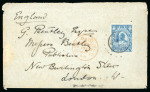 Stamp of Nigerias » Niger Coast Protectorate Old Calabar River: 1895 (Apr 17) envelope to England, endorsed on reverse "The state of this letter is owing to the upsetting of canoe"