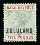 Stamp of South Africa » Zululand Revenues: 1888 £5 dull green and carmine mint