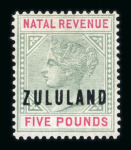 Stamp of South Africa » Zululand Revenues: 1888 £5 dull green and carmine mint