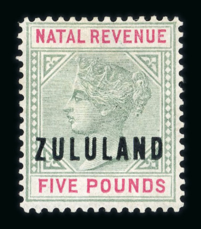 Stamp of South Africa » Zululand Revenues: 1888 £5 dull green and carmine mint