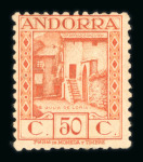 Stamp of Andorra (Spanish Post) 1931, Y&T n° 23b (d 11 1/2) mint *, very fine stamp.