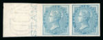 Stamp of India » 1855-1946 De La Rue and later Crown Colony Issues 1856-64 1/2a blue imperf. left marginal pair, unused