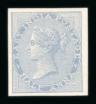 Stamp of India » 1855-1946 De La Rue and later Crown Colony Issues 1856-64 1/2a proof on thick wove paper in pale grey-blue shade