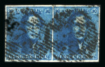 Stamp of Belgium 1849, Epaulettes n° 2 in pair spectacular double impression