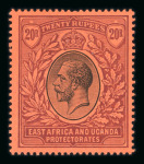Stamp of Kenya, Uganda and Tanganyika » Kenya, Uganda and Tanganyika 1912-21 MCA 20r black and purple on red mint with large part o.g.
