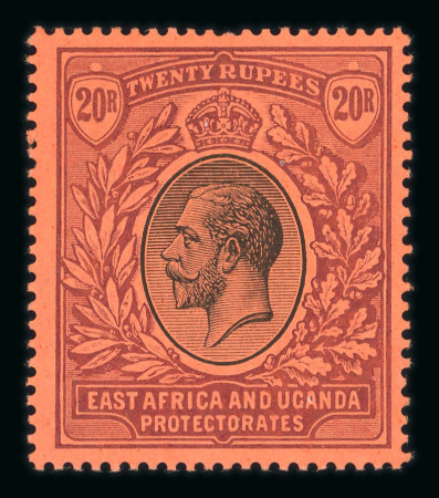 Stamp of Kenya, Uganda and Tanganyika » Kenya, Uganda and Tanganyika 1912-21 MCA 20r black and purple on red mint with large part o.g.