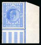 Stamp of Great Britain » King Edward VII » 1911-13 Somerset House Issues 1911-13 Somerset House 10/- blue corner marginal mint with large part o.g.