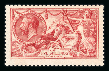 Stamp of Great Britain » King George V » 1913-19 Seahorse Issues 1915 DLR 5/- bright carmine mint, large part o.g.