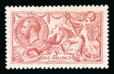 Stamp of Great Britain » King George V » 1913-19 Seahorse Issues 1915 DLR 5/- pale carmine mint n.h.