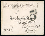 Stamp of Nigerias » Niger Company Territories Niger Coast 1892 stampless envelope Akassa to London 5d hs