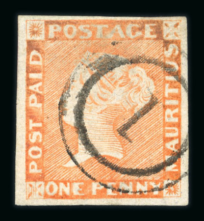 Stamp of Mauritius » 1848-59 Post Paid Issue » Intermediate Impressions (SG 10-15) 1d dull vermilion on bluish paper, late intermediate