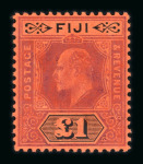 Stamp of Fiji 1906-12 MCA £1 purple and black on red mint