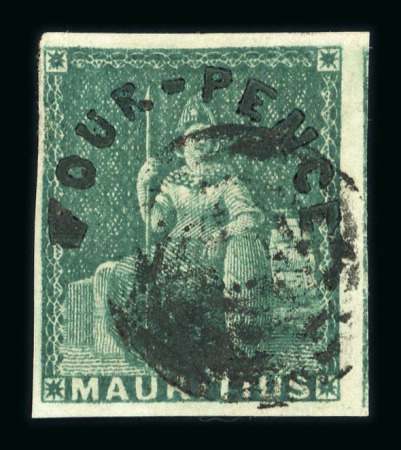 Stamp of Mauritius » 1858-62 Britannia Issues (SG 26-35) Mauritius 1858 Four Pence surcharge used