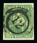 Stamp of Mauritius » 1858-62 Britannia Issues (SG 26-35) Mauritius 1859-61 Britannia 1s green used '12' numeral