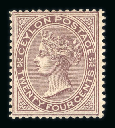 Stamp of Ceylon 1883-98 CA unissued 24c brown-purple mint, part o.g.