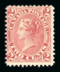 Stamp of Canada 1864 2c rose red mint, part o.g. (hinge remainder)
