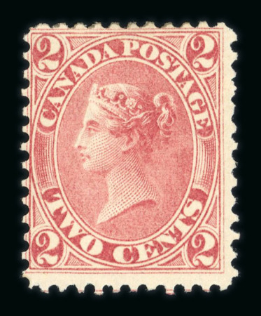 Stamp of Canada 1864 2c rose red mint, part o.g. (hinge remainder)