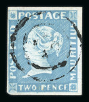 Stamp of Mauritius » 1848-59 Post Paid Issue » Intermediate Impressions (SG 10-15) Mauritius 1854-57 Intermediate Impression 2d pale blue on grey used
