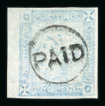 Stamp of Mauritius » 1859 Lapirot Issue » Worn Impressions (SG 39) Mauritius 1859 Lapirot worn impression 2d blue used Paid hs
