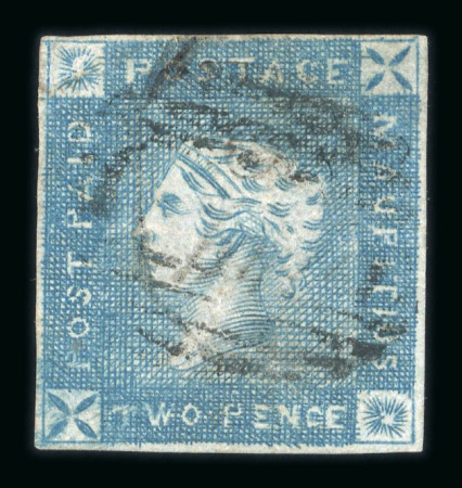 Stamp of Mauritius » 1859 Lapirot Issue » Early Impressions (SG 36-37) Mauritius 1859 Lapirot early impression 2d blue used